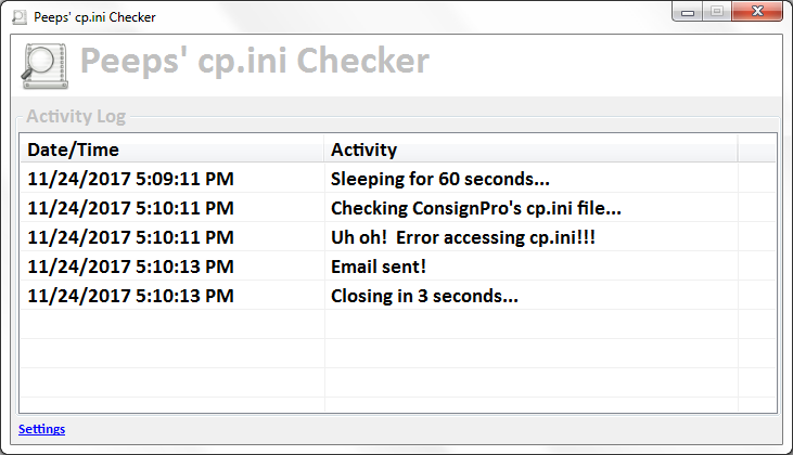 Peeps' Consignment Software ConsignPro Settings Checker