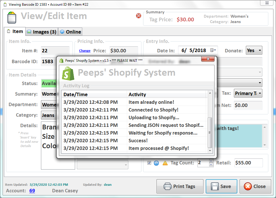 Peeps' Consignment Software Shopify