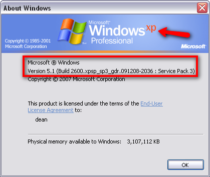 Windows XP winver