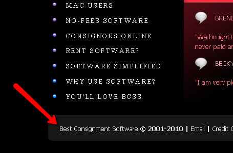 BCSS' false copyright for 'best consignment software'