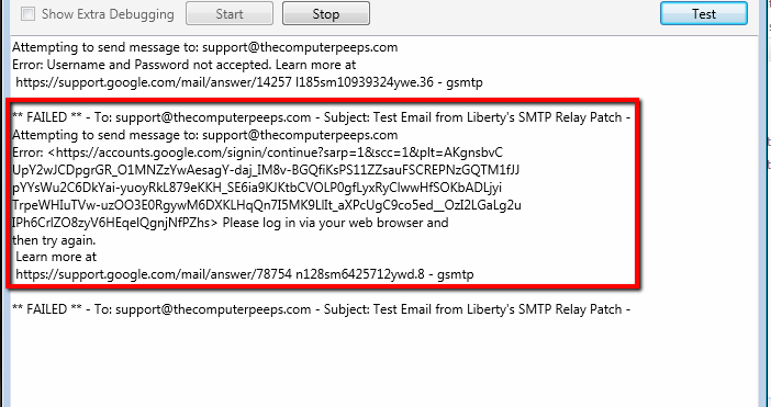 Liberty SMTP Relay Fails to Send Emails through Google