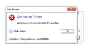 Windows cannot connect to the printer 0x0000011b error